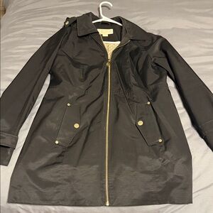 Michael Kors Black Trench Coat with Gold Details